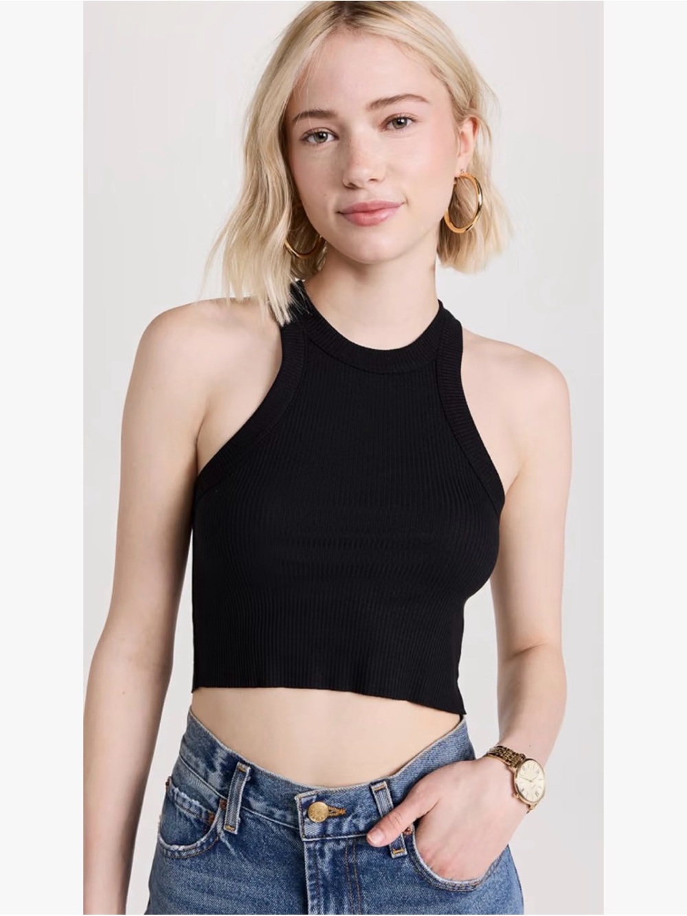 WESLEY | XS | WSLY x Bandier The Rivington Cropped Ribbed High Neck Tank